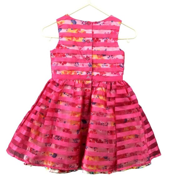 Children's Place Formal Dress 4T Pink Chiffon Sleeveless Floral Summer Wedding - Picture 2 of 9